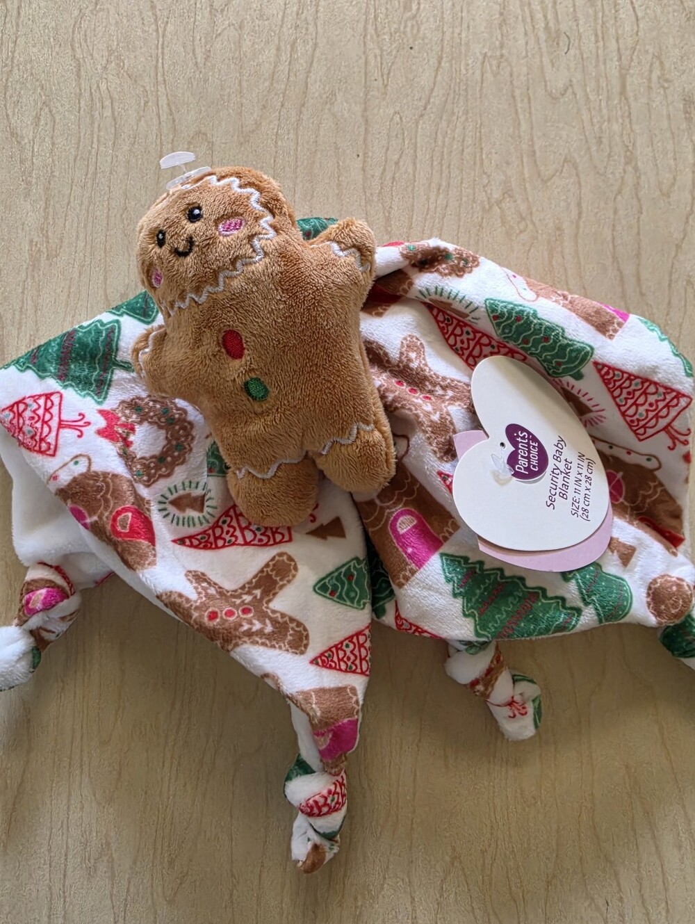 Parents Choice Gingerbread Man Baby Lovey Security Blanket Christmas NWT